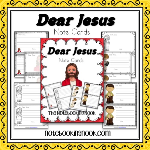 Free Dear Jesus Note Cards from Notebooking Nook